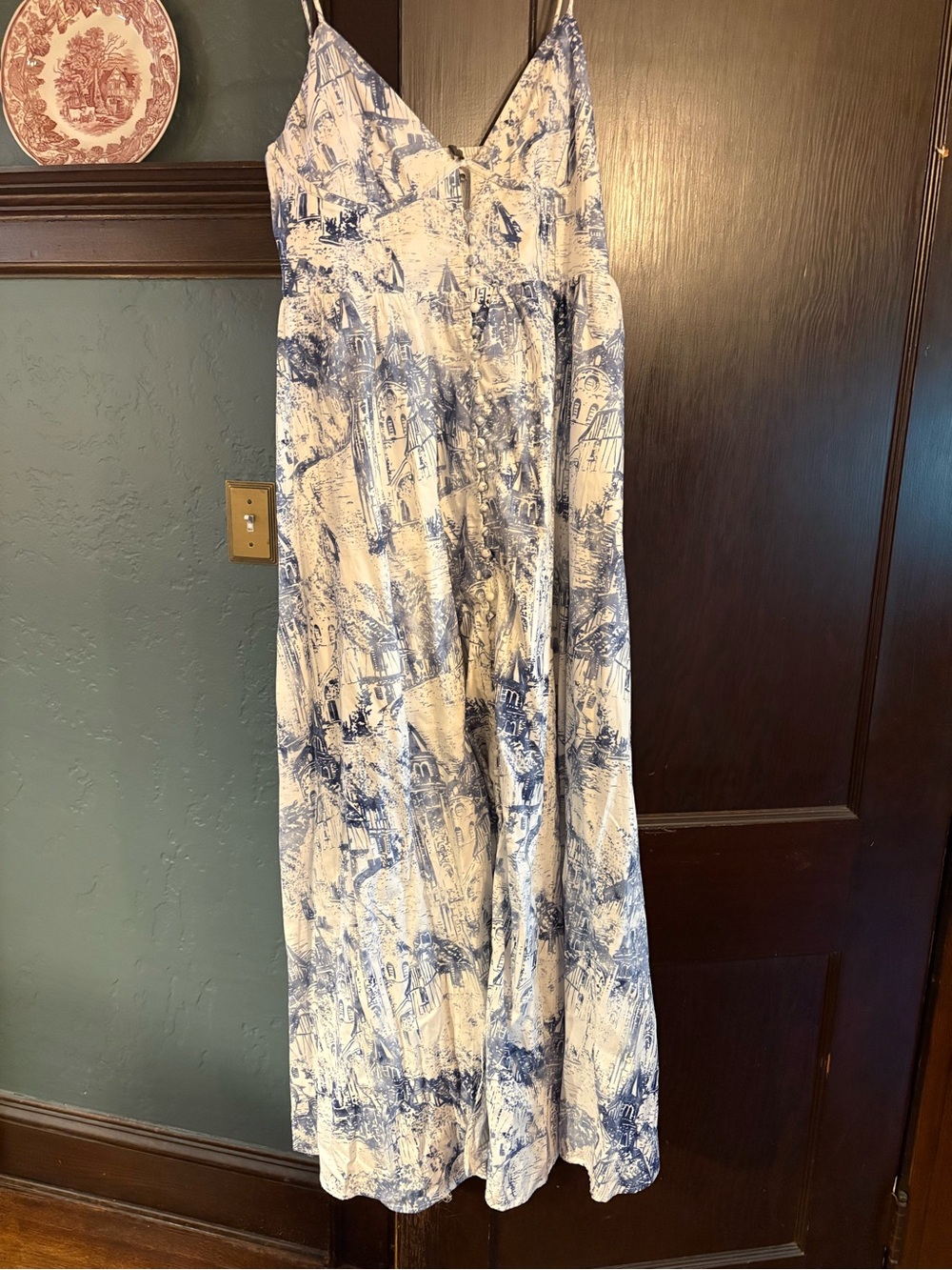 Blue and White Toile Maxi Sundress